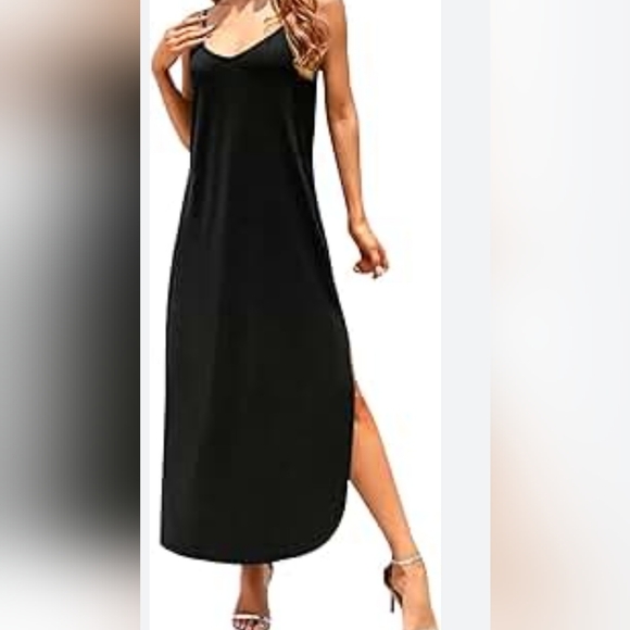 Divided Dresses & Skirts - Divided Black Spaghetti Strap Slip Silk Dress